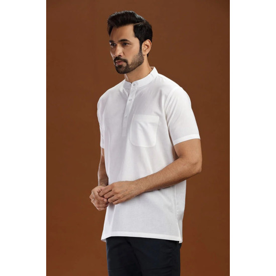 Vidyarthi White Handloom Cotton Short Kurta Half Sleeves for Men Shop From India Get It Across The World Vidyarthi White Handloom Cotton Short Kurta Half Sleeves for Men Shop From India Get It Across The World