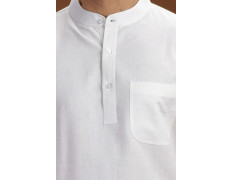 Vidyarthi White Handloom Cotton Full Sleeves Short Kurta for Men - Shop From India Get It Across The World
