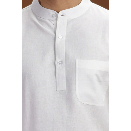 Vidyarthi White Handloom Cotton Full Sleeves Short Kurta for Men - Shop From India Get It Across The World Vidyarthi White Handloom Cotton Full Sleeves Short Kurta for Men - Shop From India Get It Across The World