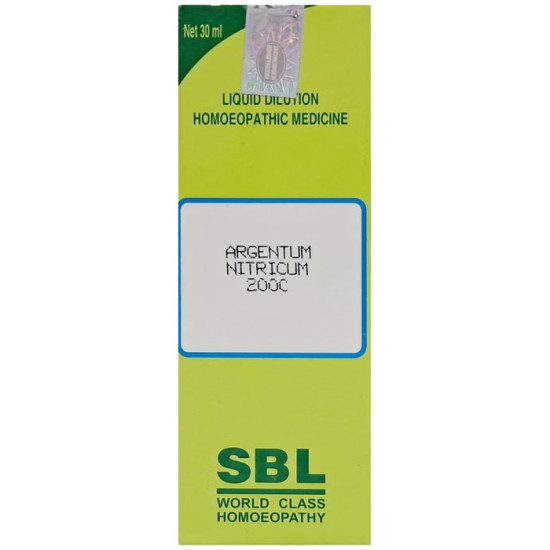 SBL Argentum Nitricum Dilution 200 CH 30 ML Homeopathic Throat & Nervous System Support Indian Homeopathy SBL Argentum Nitricum Dilution 200 CH 30 ML Homeopathic Throat & Nervous System Support Indian Homeopathy