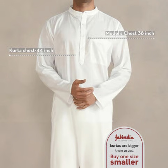 Fabindia Solid Men's Kurta (White) Fabindia Solid Men's Kurta (White)
