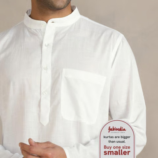 Fabindia Solid Men's Kurta (White) Fabindia Solid Men's Kurta (White)