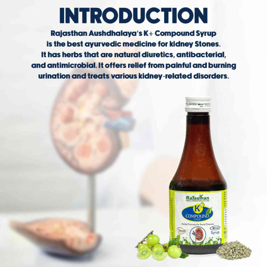 Rajasthan Aushdhalaya K+ Compound Syrup 180ml, Ayurvedic Kidney Stone Relief & Urinary Care , Indische Ayurveda Produkte Deutschland , Bazaar5.com