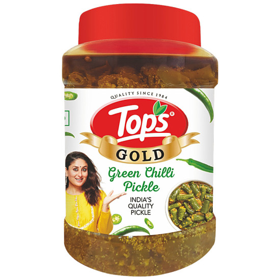 Tops Gold - Green Chilli Pickle, Intense Flavour, Traditional Taste 900 g