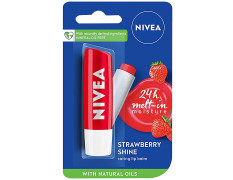 NIVEA Strawberry Shine Caring Lip Balm - With Natural Oils, 24 Hours Of Melt-In Moisture 4.8 g