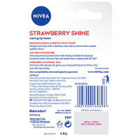 NIVEA Strawberry Shine Caring Lip Balm - With Natural Oils, 24 Hours Of Melt-In Moisture 4.8 g