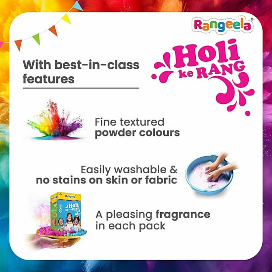 Rangeela Holi Ke Rang - 4 Fluorescent Shades Of Holi Colours 240 g