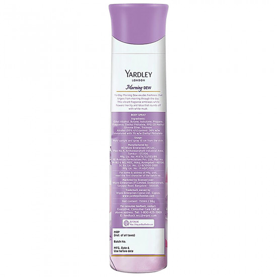 Yardley London Morning Dew Refreshing Body Spray| 90% Naturally Derived 150 ml
