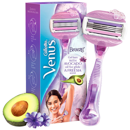 Gillette Venus Breeze Hair Removal Razor Blade/Refill - Gel Bar With Avocado Oils & Freecia Scent 1 pc