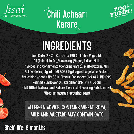 Too Yumm! Chilli Achari Flavour Karare Namkeen 70 g