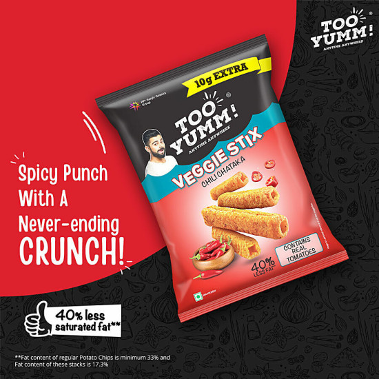 Too Yumm! Chili Chataka Flavour Veggie Stix Namkeen 75 g