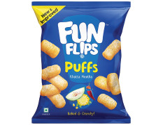 Fun Flips Puffs - Khatta Meetha, Baked & Crunchy, Delicious Flavours, 35 g