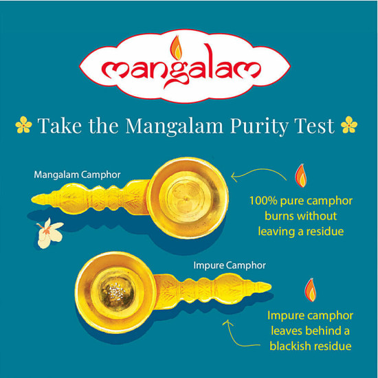 Mangalam Pure Camphor - Leaves No Residue & Ash, Purifies Ambience, For Pooja, Aromatherapy 50 g