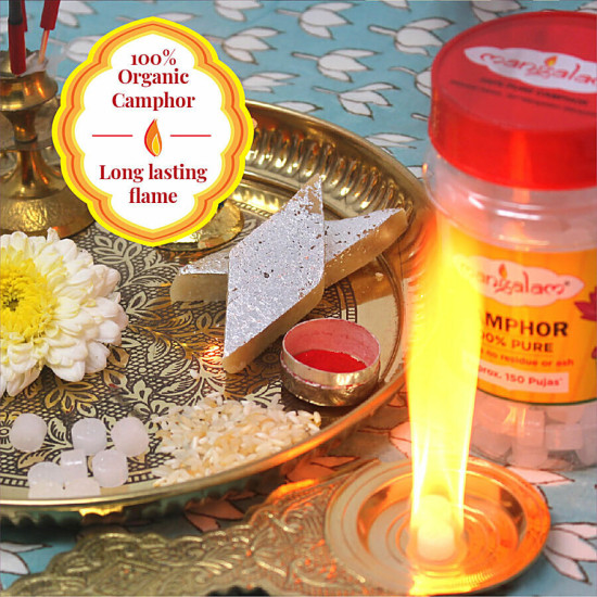 Mangalam Pure Camphor - Leaves No Residue & Ash, Purifies Ambience, For Pooja, Aromatherapy 50 g