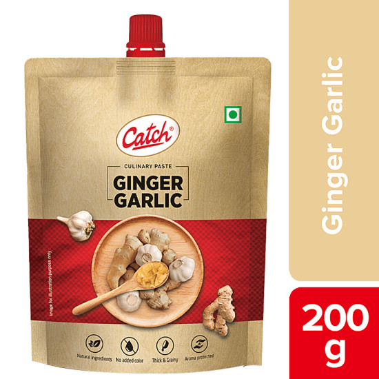 Catch Ginger Garlic/Adrak Lehsun Paste - Thick & Grainy, No Artificial Colours 200 g