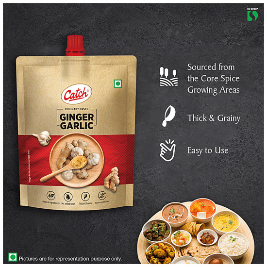 Catch Ginger Garlic/Adrak Lehsun Paste - Thick & Grainy, No Artificial Colours 200 g