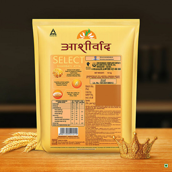 Aashirvaad Select Sharbati Atta - Rich In Nutrients, For Soft & Fluffy Roti 10 kg