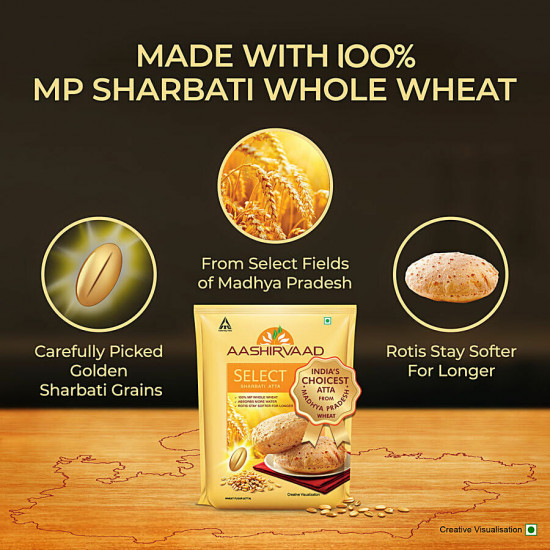 Aashirvaad Select Sharbati Atta - Rich In Nutrients, For Soft & Fluffy Roti 10 kg