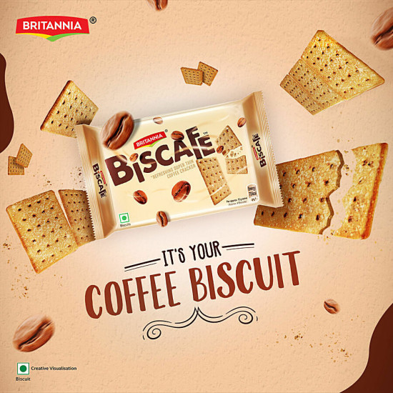 Britannia BisCafe - Super Thin Coffee Crackers, Sugar Sprinkled Biscuits 100 g