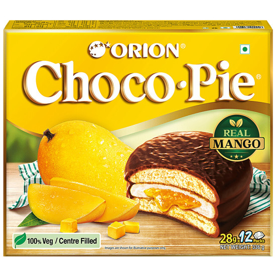 Orion Choco Pie With Real Mango - 100% Veg, Centre Filled 336 gm