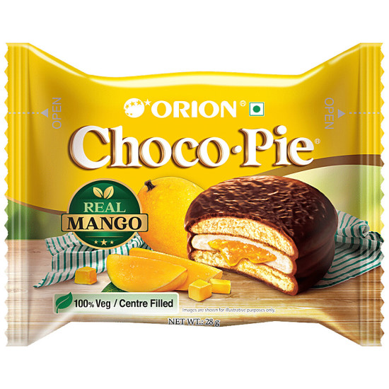 Orion Choco Pie With Real Mango - 100% Veg, Centre Filled 336 gm