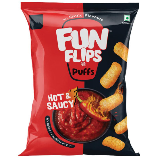 Fun Flips Puffs - Hot & Saucy, Baked, 70 G