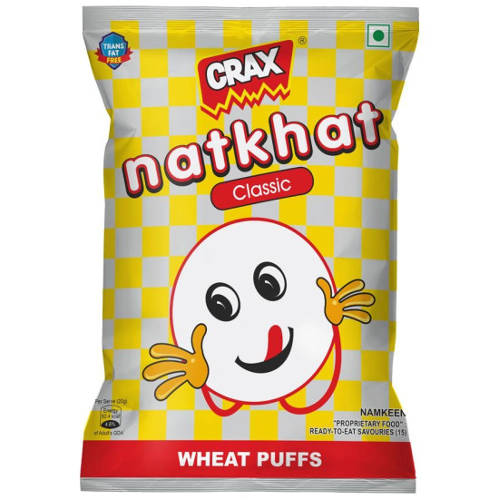 Crax Natkhat Classic Wheat Puffs Namkeen - Ready To Eat Savouries, 18 g