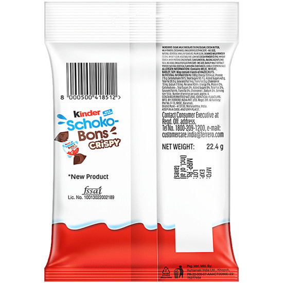 Kinder Schoko Bons Crispy - Milky & Cocoa, Crispy Wafer 22.4 g