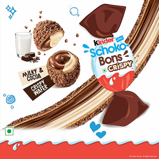 Kinder Schoko Bons Crispy - Milky & Cocoa, Crispy Wafer 22.4 g