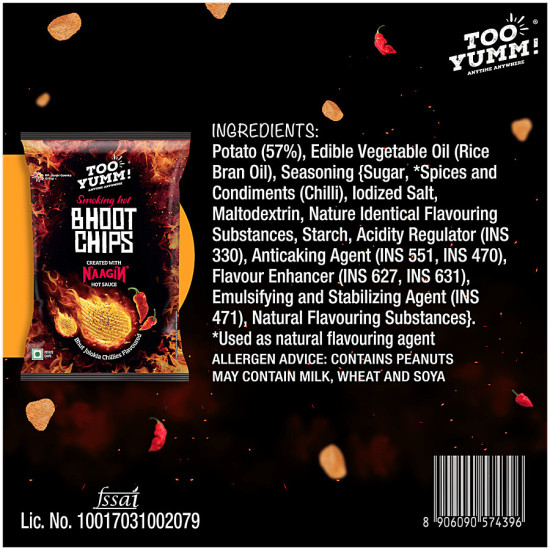 Too Yumm! Bhoot Potato Chips - Bhut Jolokia Chillies Flavour, Created With Naagin Hot Sauce 90 g