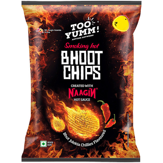 Too Yumm! Bhoot Potato Chips - Bhut Jolokia Chillies Flavour, Created With Naagin Hot Sauce 45 g