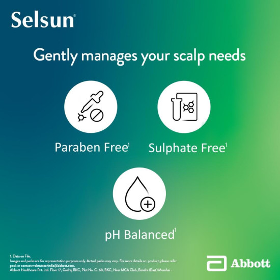 Abbott Selsun Suspension Anti Dandruff Shampoo, Clears away dandruff flakes, Relieves from excessive oil, Relieves from dandruff related itching (120ml)