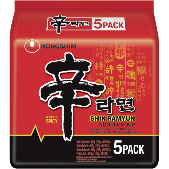 Nongshim Shin Ramyun Korean Style Spicy Noodle Soup Instant Noodles, 21.16 oz / 600 g