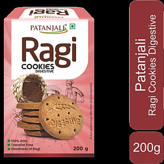 Patanjali Ragi Digestive Cookies, 200 g Pouch