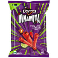 Doritos Dinamita Fiery Lime and Chilli Snack 56g - Rolled Tortilla Chips - Spicy & Tangy Namkeen - Vegetarian Chips Snack
