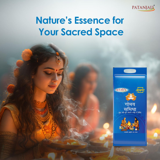 Patanjali Aastha Gaumaya Samidha for Pooja 12 Sticks Natural Cow Dung Samidha for Havan and Worship