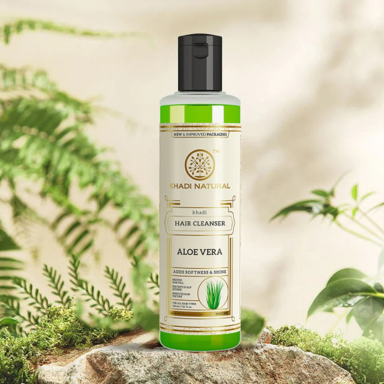 Khadi Natural Aloe Vera Hair Cleanser 210ml Combo Pack of 2 Herbal Shampoo for Hair Growth, Dandruff & Scalp Care