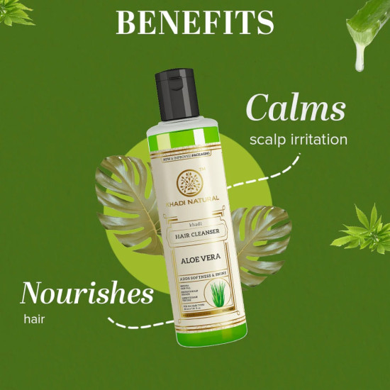 Khadi Natural Aloe Vera Hair Cleanser 210ml Combo Pack of 2 Herbal Shampoo for Hair Growth, Dandruff & Scalp Care