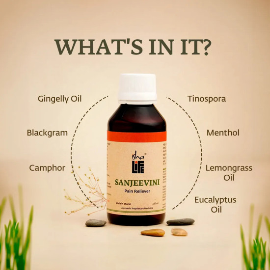 Isha Life Sanjeevini Pain Reliever Oil 100ml | 100% Natural Herbal Oil for Joint & Muscle Pain, Arthritis, Backache Relief