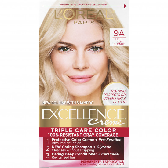 L'Oreal Paris Excellence 9A Light Ash Blonde Hair Color, 100g