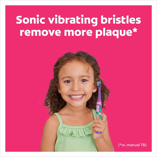 Colgate Barbie Toothbrush for kids, Battery Powered Electric Toothbrush, Age 3+, Kids toothbrush with Extra Soft Bristles and Slim Handle, Includes Replaceable Batteries