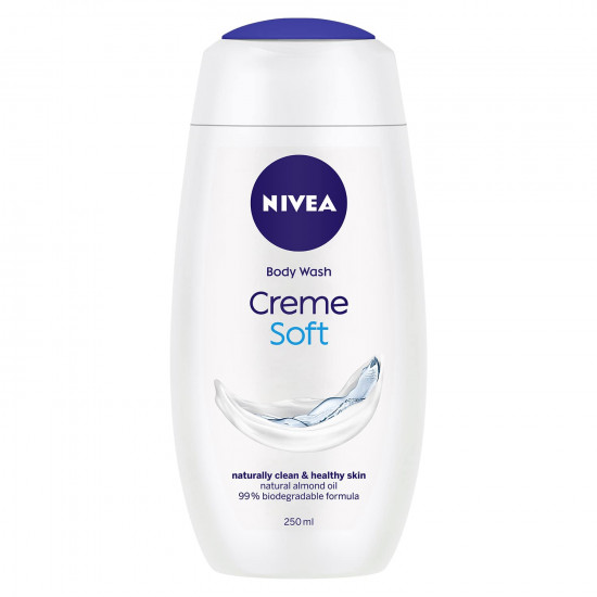 NIVEA Crème Soft 250ml Body Wash| Shower Gel with Natural Almond Oil|Clean, Healthy & Moisturized Skin|Microplastic Free