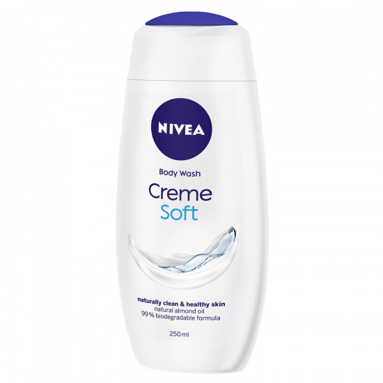 NIVEA Crème Soft 250ml Body Wash| Shower Gel with Natural Almond Oil|Clean, Healthy & Moisturized Skin|Microplastic Free