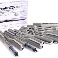 uni-ball Eye UB157 0.7 mm Roller Ball Pens, Black Ink, Pack of 12