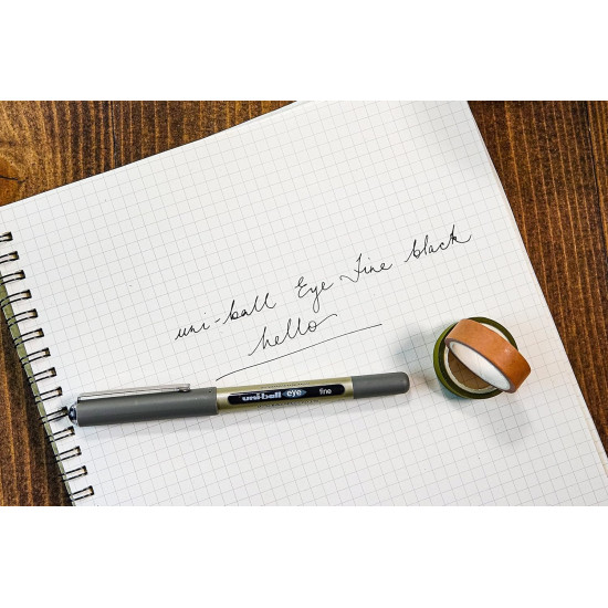 uni-ball Eye UB157 0.7 mm Roller Ball Pens, Black Ink, Pack of 12