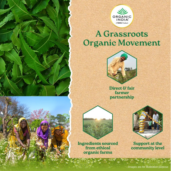 A TATA Product - Organic India Neem Blood Purifier - 60 Veg Capsules, Natural Blood Purifier, Plant-Based Anti-Bacterial, Anti-Viral, With Immunity Boosting Properties, GMP & NPOP Certified Organic