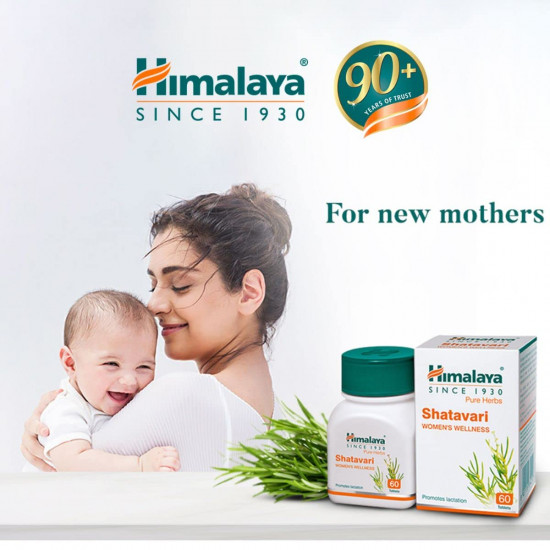 Himalaya Pure Herbs Shatavari Women's Wellness Tablets, Promotes lactation, White, 60 Count