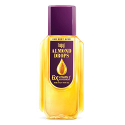 Bajaj Almond Drops Hair Oil, 285ml, Hair Oil, 6X Vitamin E, Almond Oil, Light and Non-Sticky, Hair Fall Control