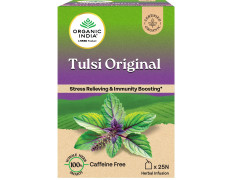 A TATA Product - Organic India Tulsi Original - 25 Tea Bags, Caffeine-Free Herbal Tea with Tulsi, Natural Detoxifier, Rich in Antioxidants, Convenient Staple-Free Bag