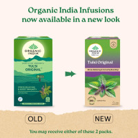 A TATA Product - Organic India Tulsi Original - 25 Tea Bags, Caffeine-Free Herbal Tea with Tulsi, Natural Detoxifier, Rich in Antioxidants, Convenient Staple-Free Bag